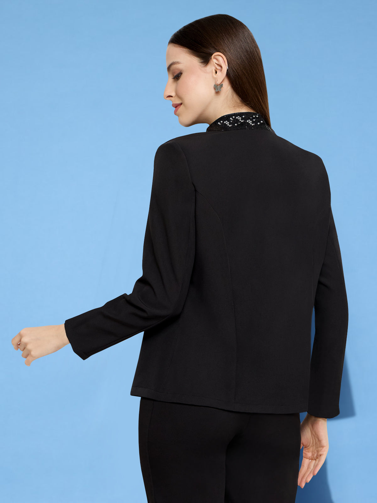 Women Black Sequin Blazer
