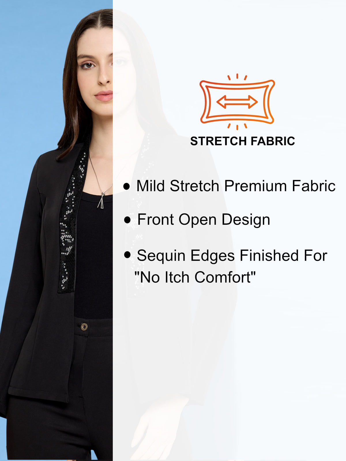 Women Black Sequin Blazer