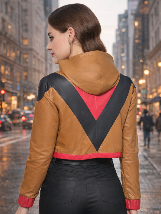 Women Mustard Biker Windcheater Jacket