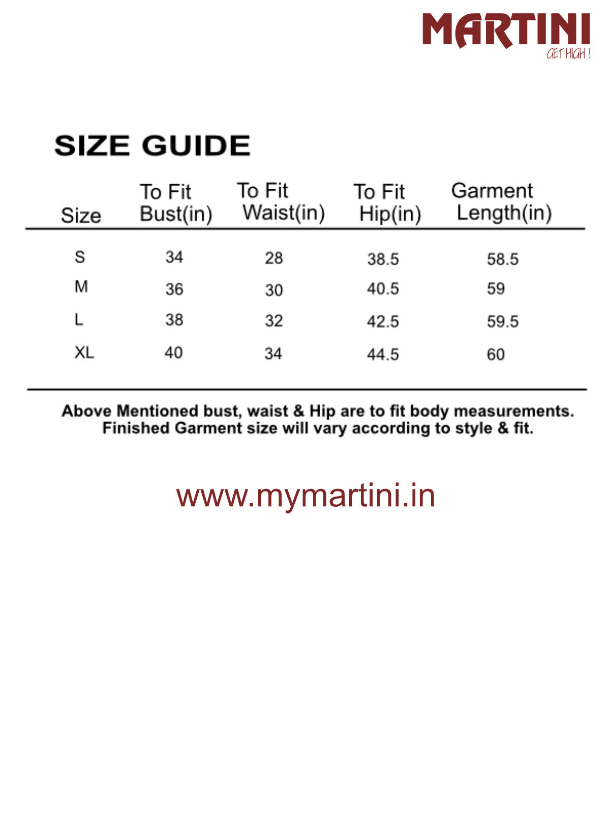 Size chart