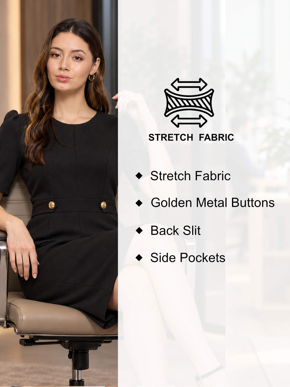 Black Two Button Formal Dress