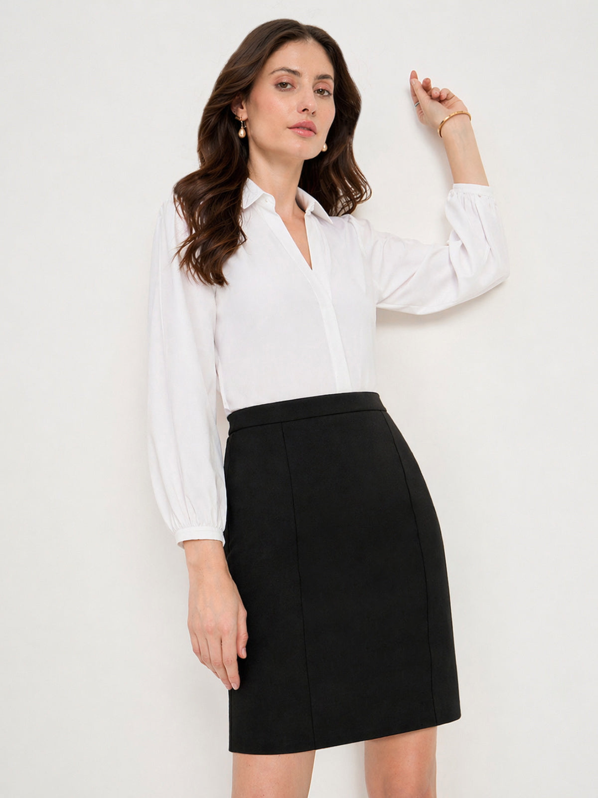 black-extra-stretch-pencil-skirt
