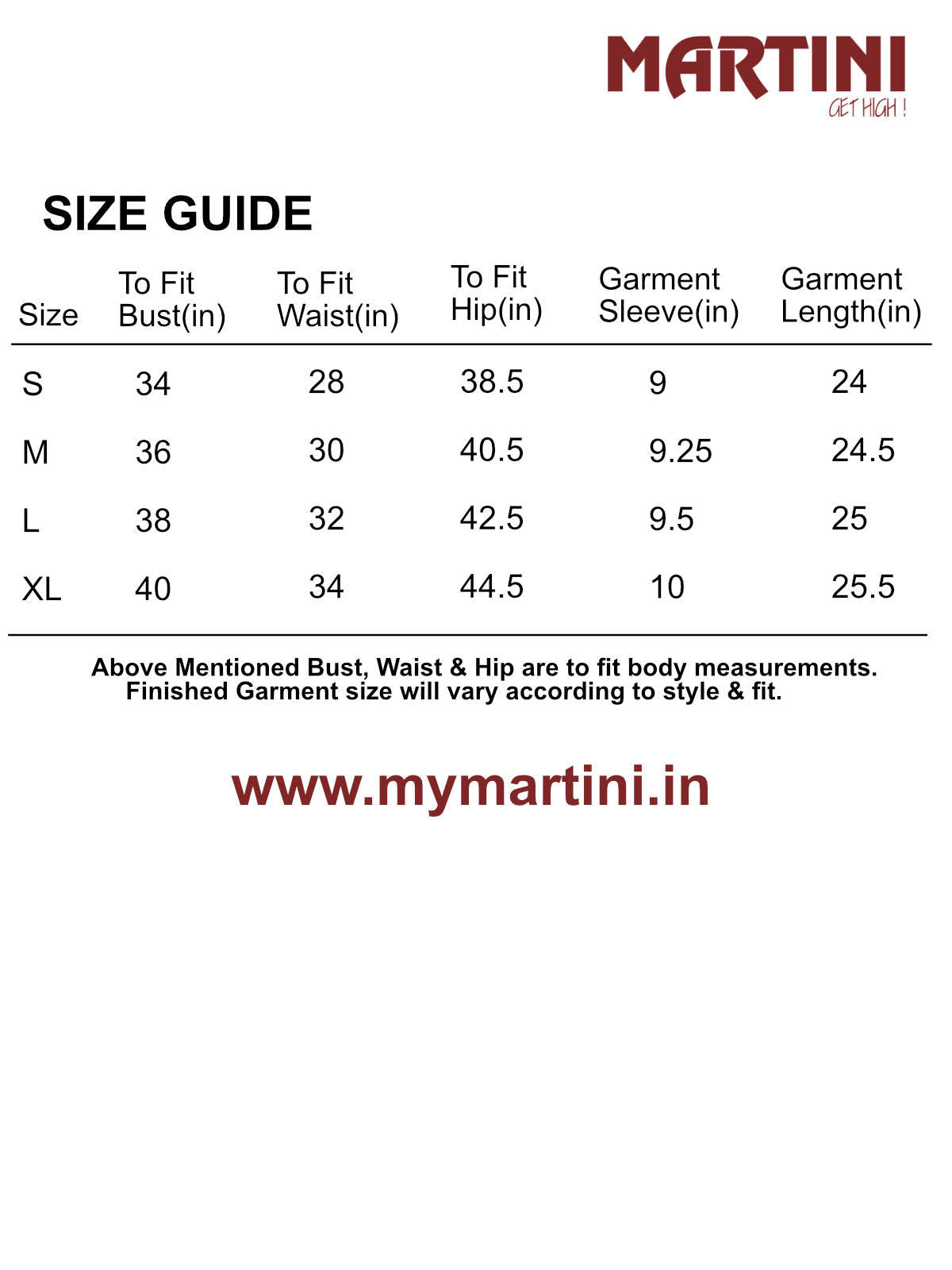 Size chart