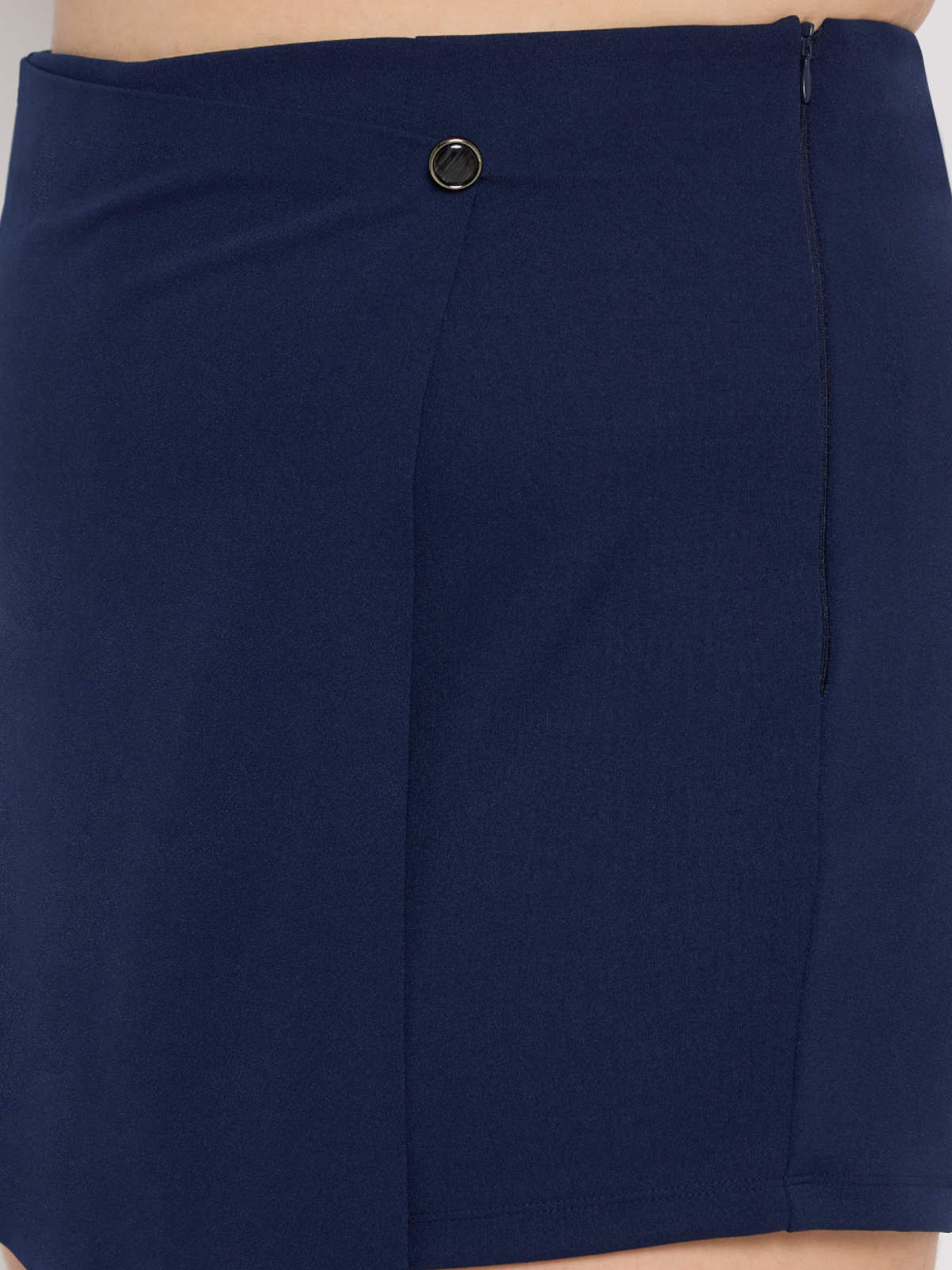 Women Blue One Button Skort
