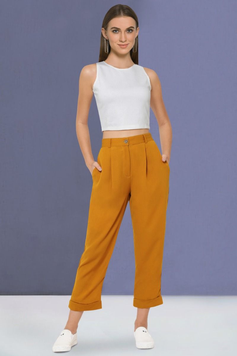 Buy AYROLANE Yellow Polka Dots Cotton Regular Fit Women's Pants | Shoppers  Stop
